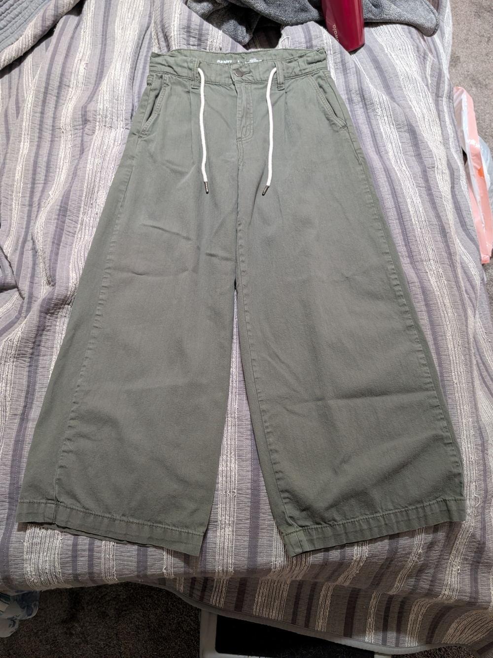 Old Navy Olive Green Wide-Leg Drawstring Pants